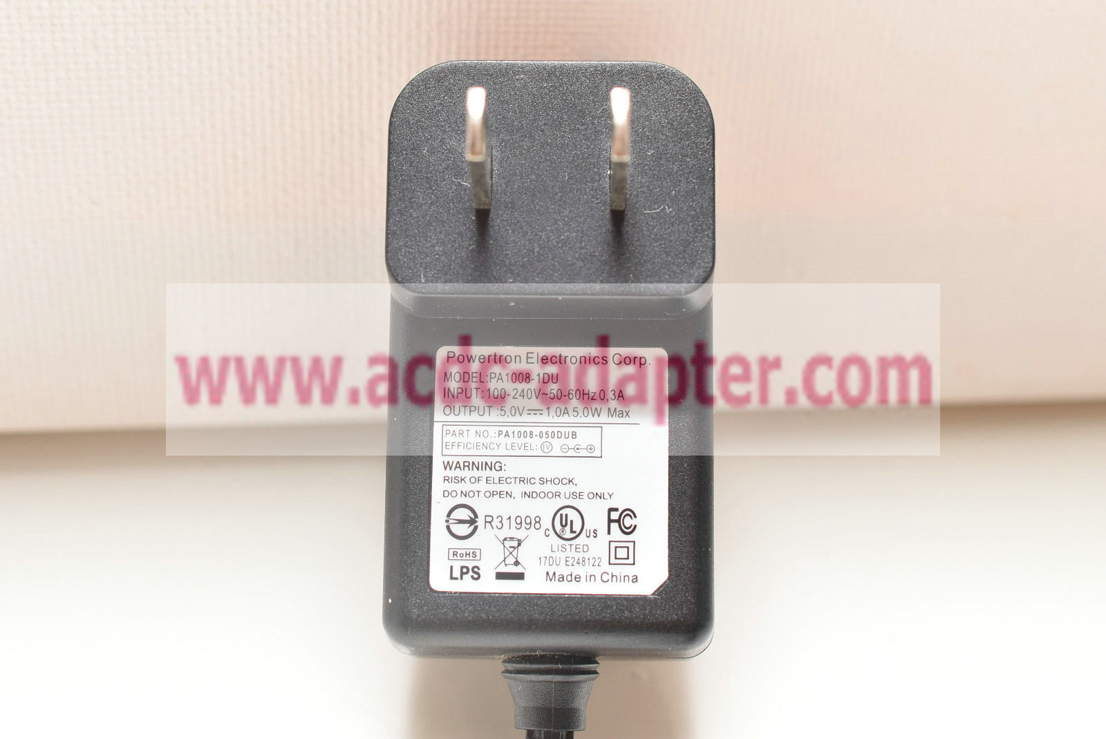 NEW Powertron Electronics PA1008-1DU PA1008-050DUS 5V DC 1A AC Power Supply Adapte